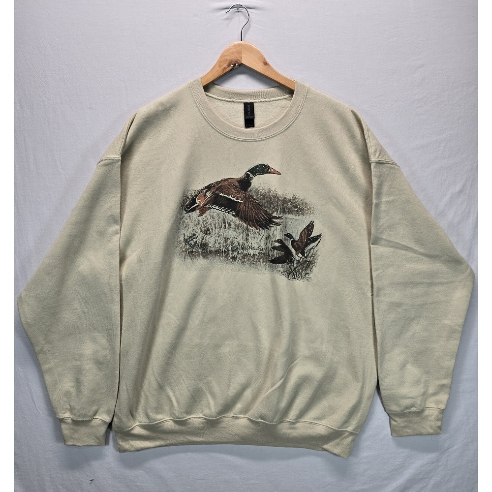 Gildan Duck Hunting Sweatshirt XL Mallard Ducks Graphic Crewneck Wildlife Hunter